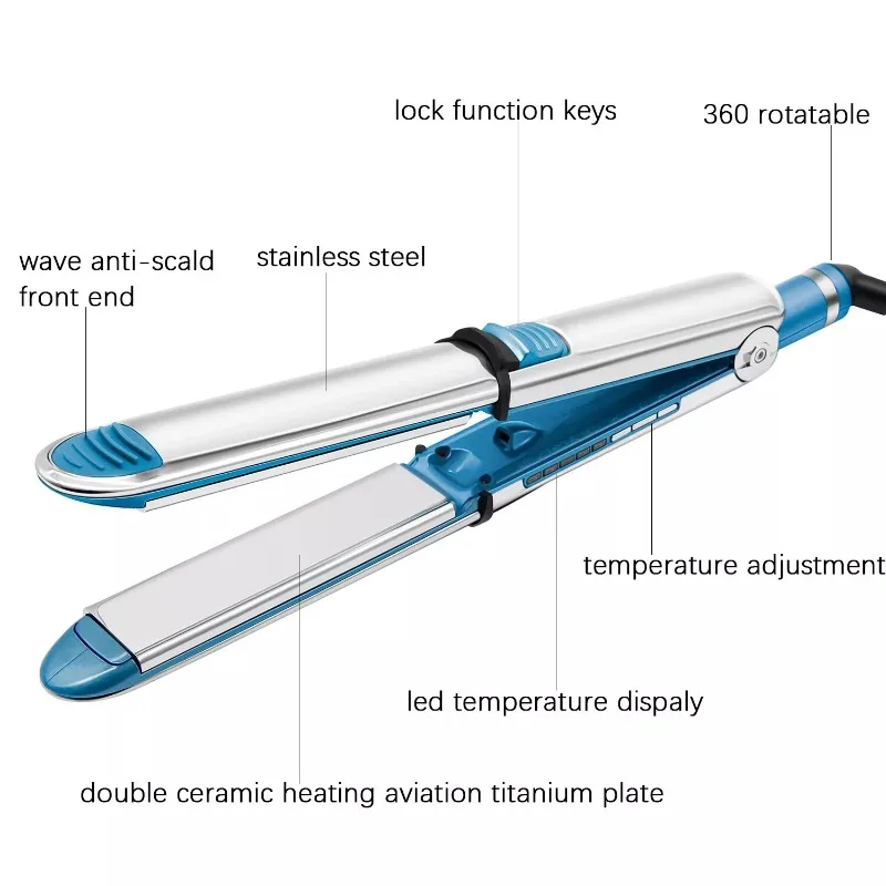 Stainless steel splint multi-functional household hair straightener plate with its own lock can be rolled straight dual-purpose