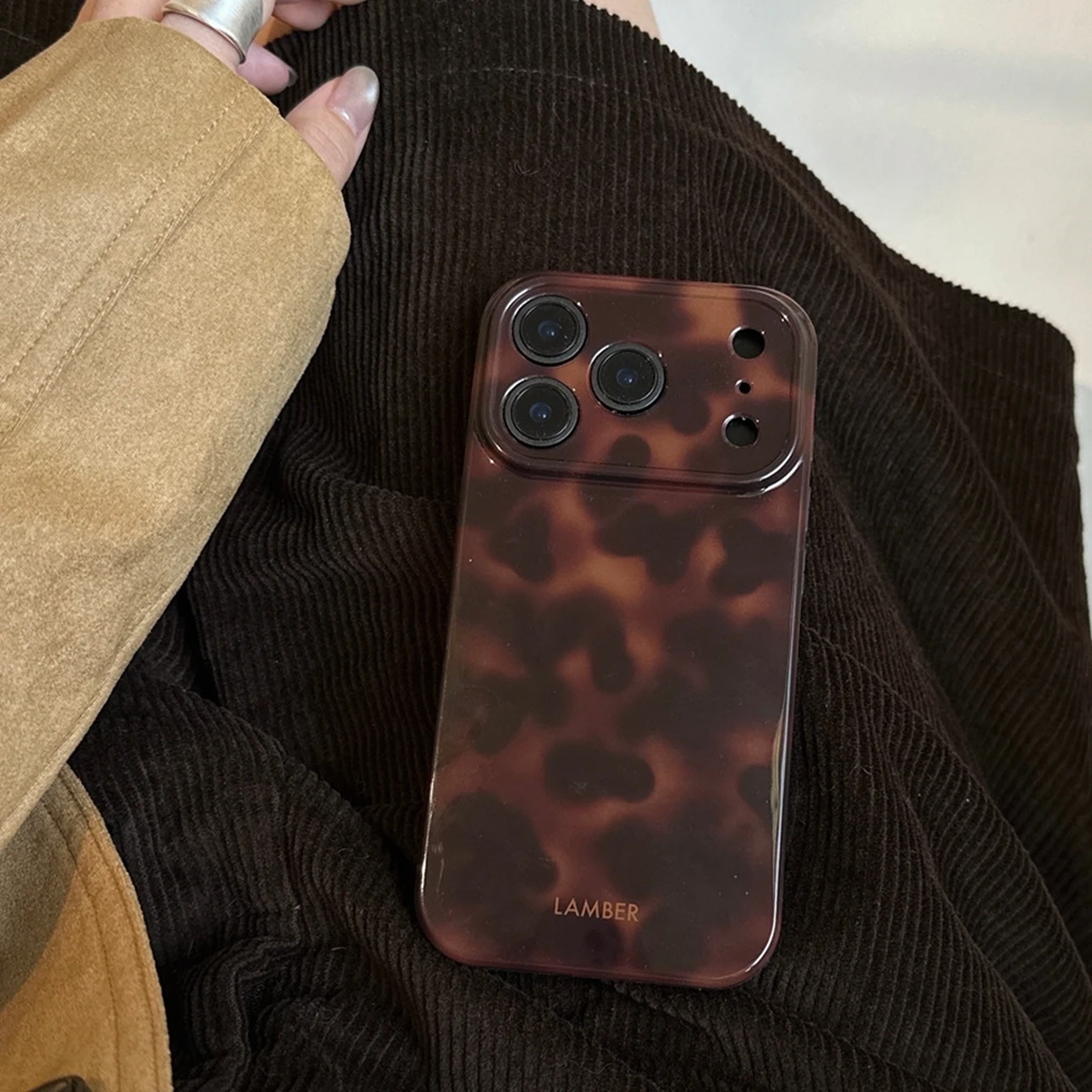 Retro stilvolle bernsteinfarbene Lamber-Muster glänzende Handyhülle für iPhone 17, 16, 15, 14, 13, 12, Pro Max Plus Air – Detail 14