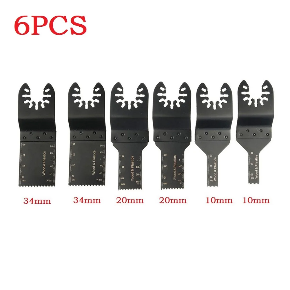 6Pcs Carbide Oscillating Saw Blade Kit Arc Edge Oscillating Multitool Blades Precise Cut For Wood PVC Metal Or Opening Hole