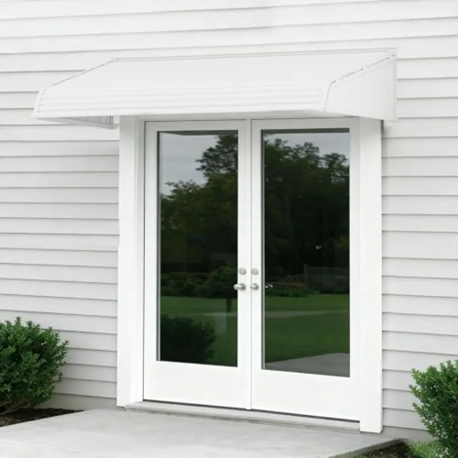 Window Awning 72''W X 40''D with 2 Side Wings for Outdoor Shading, Aluminum Frame, Black, Weather-resistant and Adjustable Tilt