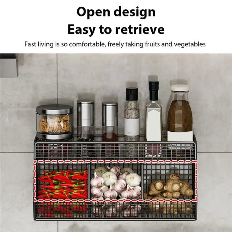 【RECOMMEND】Kitchen Wall Mounted Storage Rack Vegetables Fruits Holder Onion Garlic Condiments Spice Double Layer Storage Shelf