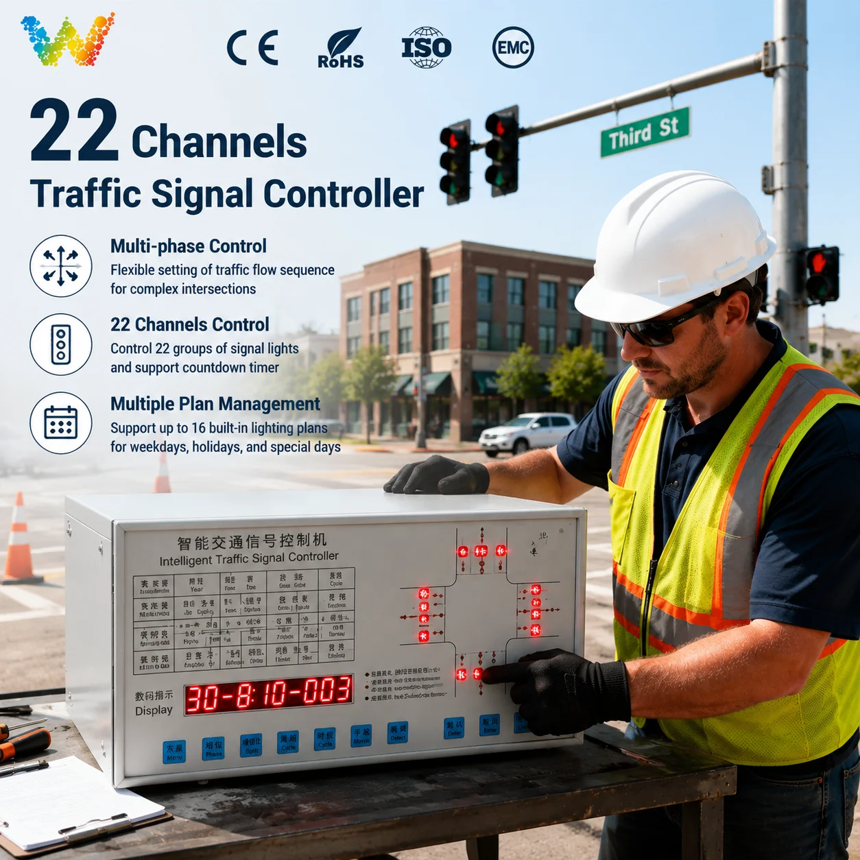 Smart Traffic Signal Controller Panel System Multi Phase Traffic Controller for Municipal Traffic Management Projects
