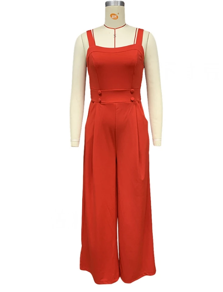 New Fashion 2024 Spring/summer for Women Jumpsuit Casual Temperament Solid Color Suspender Commuting Style Wide Leg Jumpsuit