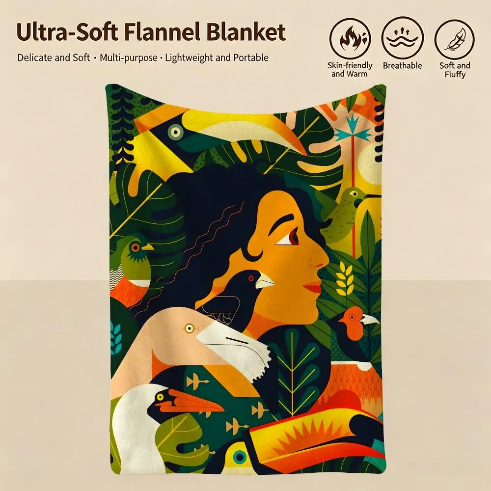 artist O-Owen Davey-y Throw Warm Soft Flannel Blanket, Multi-use for Sofa Bed Camping Travel Nap