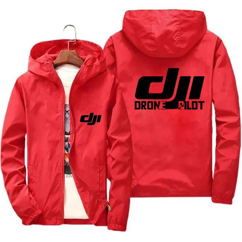 Bomber da uomo con cappuccio DJI Drone Pilot Casual sottile giacca a vento giacche cappotto maschile Outwear sport abbigliamento antivento di grandi dimensioni