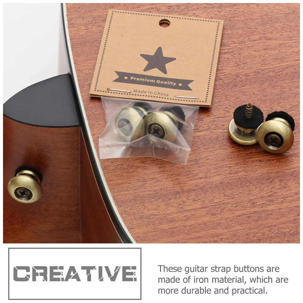 6Pcs Guitar Strap Buttons Felt Iron Construction Easy Install No Modification Needed Smooth Electroplated Surface for Acoustic