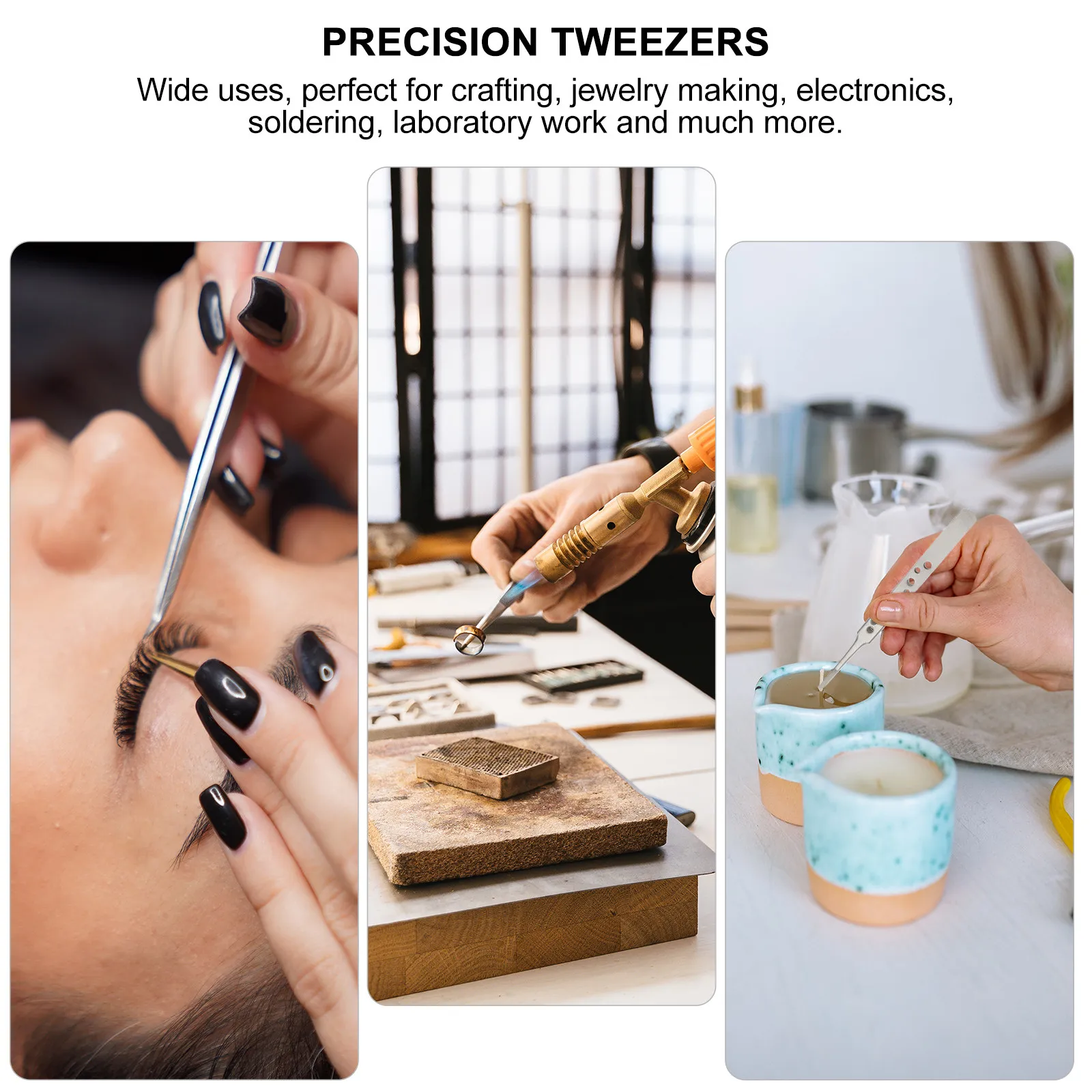 

5Pcs Precision Tweezers Stainless Steel Heavy Duty Craft Electronics Soldering Jewelry Making Laboratory Use Precision Tweezers