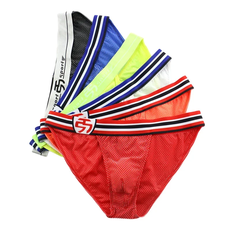 6PCS Men Underwear Sexy High Fork Low Waist Briefs Breathable Mens Slip Cueca Male Panties Wide Belt Underpants Briefs