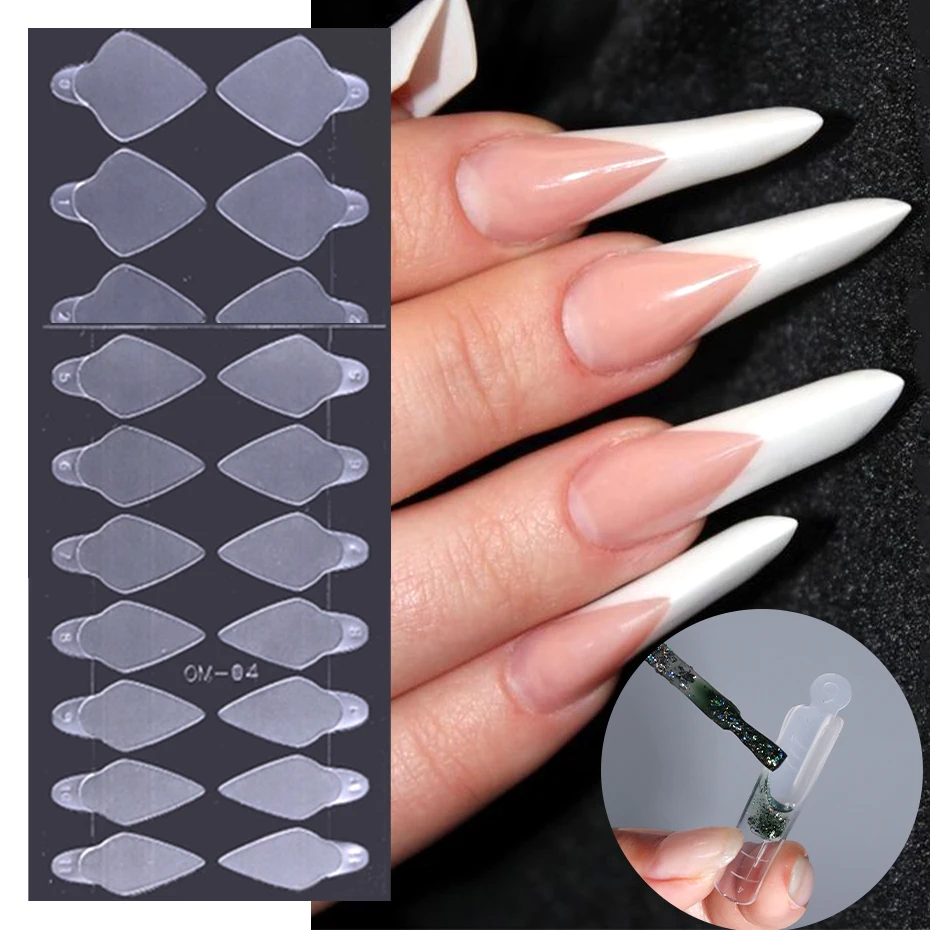 24pcs Nail Dual Form False Tips Extension Silicone French Line Sticker UV Gel Quick Building Extension Upper Forms Molds Tools