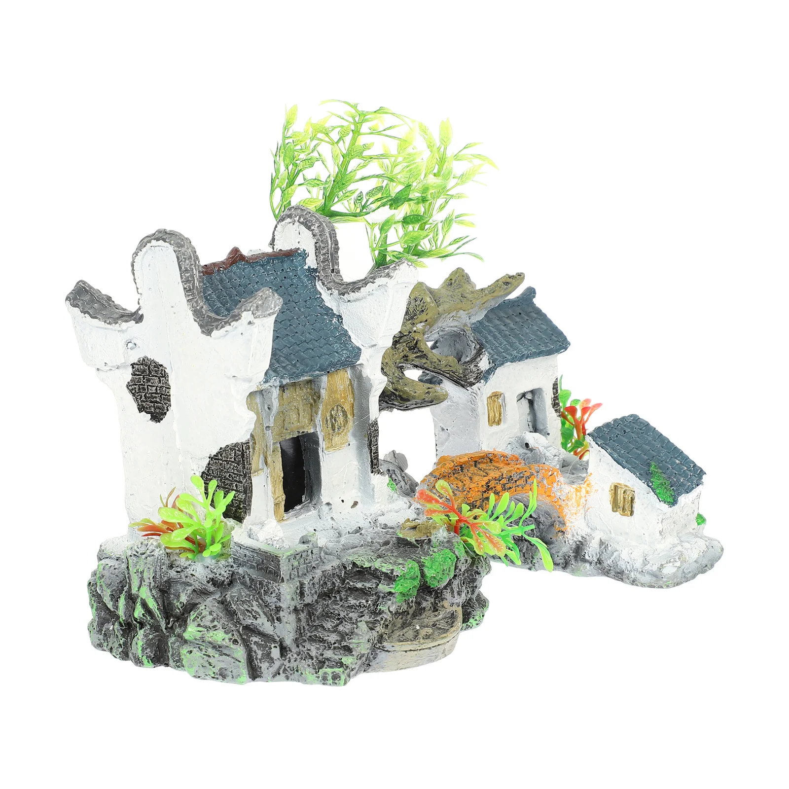 

Artificial Cottage Fish Tank Decor Resin Ornament Simulation Landscaping Underwater Aquarium Decoration for Home Office Climbing