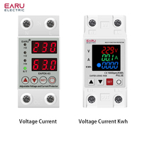 Dual Display 40A 63A 230V Din Rail Adjustable Digital Over Under Voltage Relay Over Current Protection kWh 220V