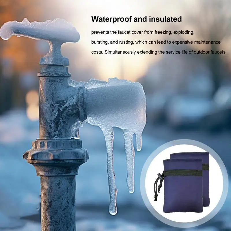 Faucet Freeze Cover Set Of 2 Spout Cover Outdoor Reusable Insulated Spigot Cover Waterproof Hose Bib Covers For Winter Freeze