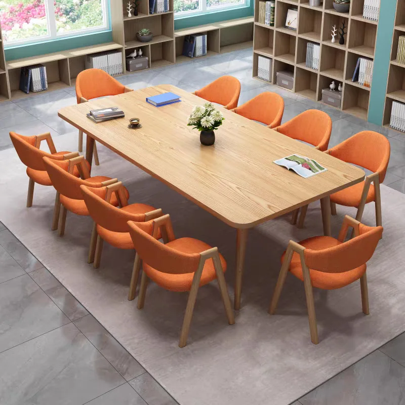 

Длинный простой современный дизайн для конференций для небольшой конференц-зала, длинная офисная рабочая станция, учебный стол для чтения и комбинация стула