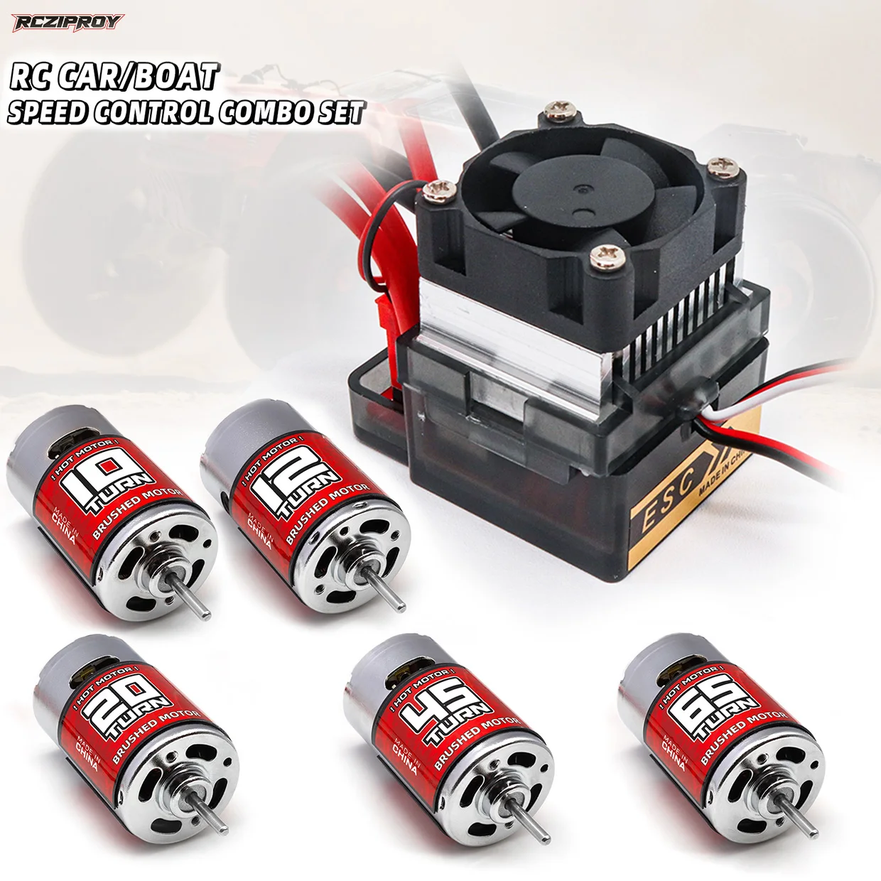 

RC 550 Brushed Motor 10T-65T ESC 320A Speed Control Combo Set Hill Climb Drift Racing Waterproof for 1/10 RC Cralwer Car/Boat