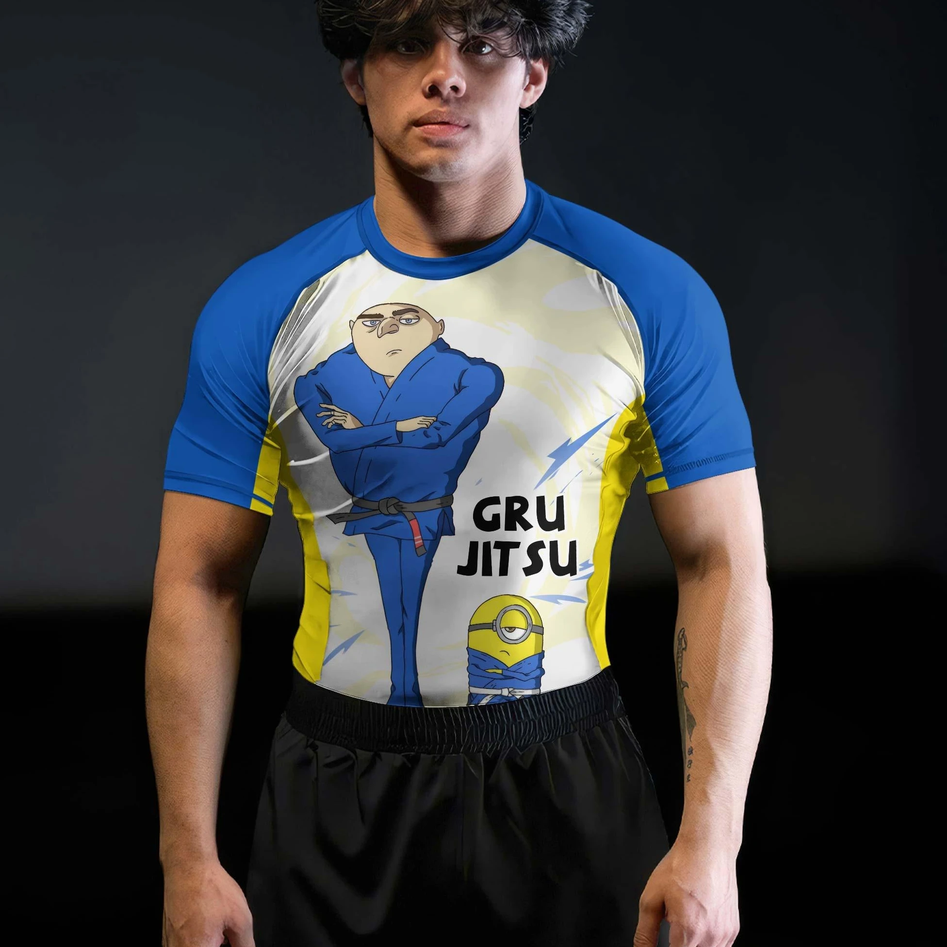 Potdemiel Despicable Me Brazilian Gru Jitsu Rash Guard Allover Print Adult Kids T-Shirt Family Summer Quick-dry Soft Lightweight