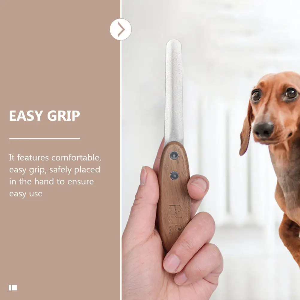 Professional Pet Nail File for Dogs Cats Wood Handle Stainless Steel Nail Grinder Tool Portable Double Sided Safety Guard Wear