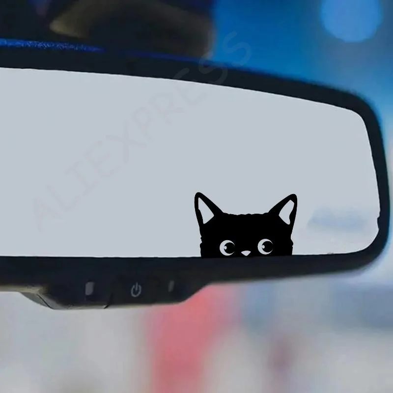 [G]Vinyl Cat Peeker Decal for Car Window Creative Black Cat Sticker for Auto Body Laptop Motorcycle Application