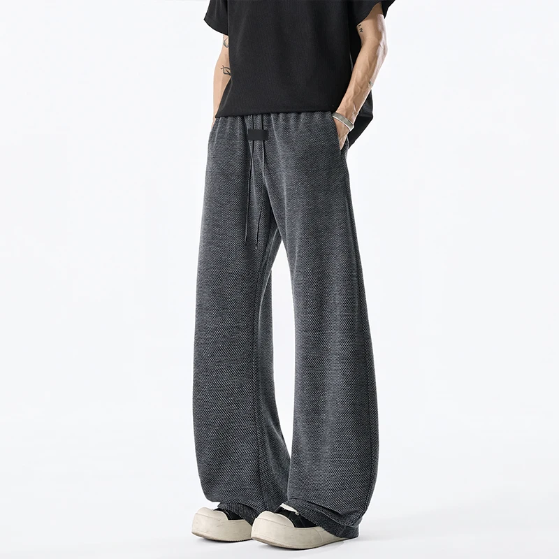 2026 Autumn Men's Fashion Casual Invisible Wall Black Hole Eye Same Style Curved Knife Pants