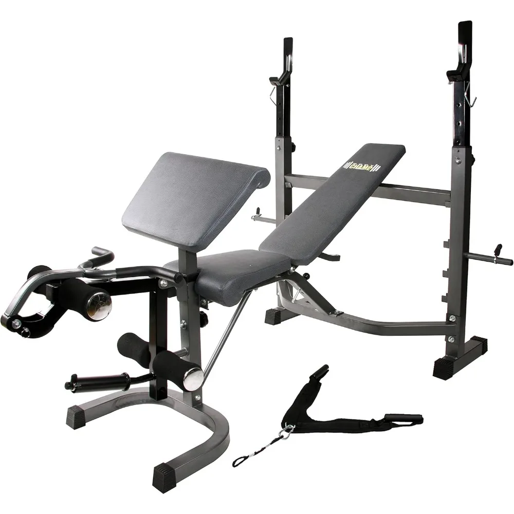 Weight Bench, Workout Equipment for Home Workouts, Bench Press with Preacher Curl, Leg Developer and Crunch Handle