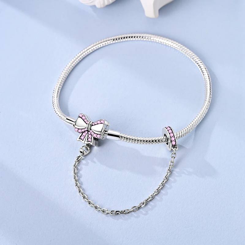925 Sterling Silver Original 17-20CM Bracelet Camera Bow Palm Print Original Bracelets Fit Charms DIY Jewelry Gift For Women