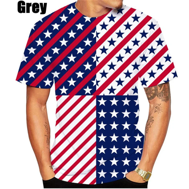 

New Summer 3D Printed America Flag Emblem T Shirt American Spiritual Totem Graphic T-shirts For Men Kid Fashion Vintage Clothing