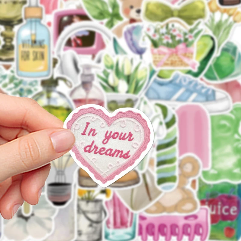 50 قطعة ملصقات فتاة نظيفة DIY بها بنفسك الديكور دفتر كوب ماء التزلج قضية الهاتف المحمول Kawaii الفينيل شارات مقاومة للماء اللعب