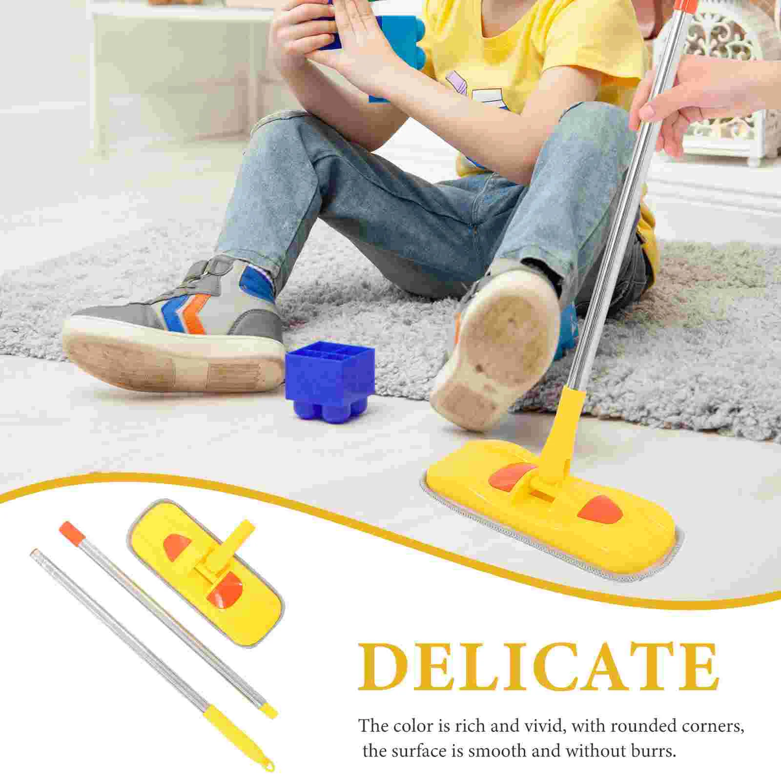 Kids Small Mop Toddler Cleaning Mop Educational Mops House Cleaning Toys Kindergarten Kid Basic Skills Pretend Play Plaything