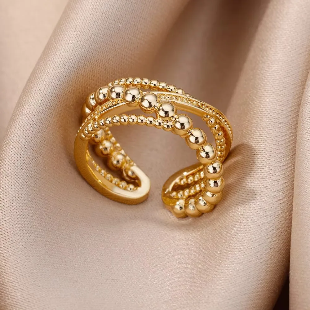Minimalist Line Stainless Steel Open Rings For Women Gold Color Wedding Aesthetic Ring Designer Jewelry Accessories BFF anillo image 3
