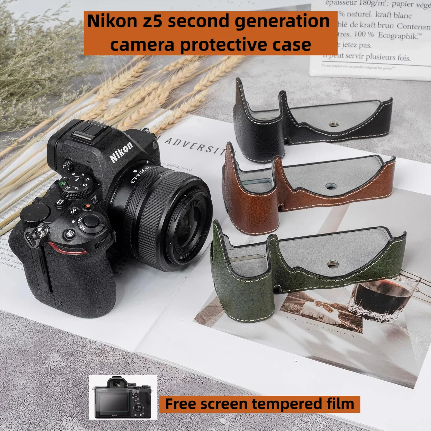 Bolsa de câmera para nikon z5 segunda geração capa protetora z5ii capa de couro alça de ombro acessório