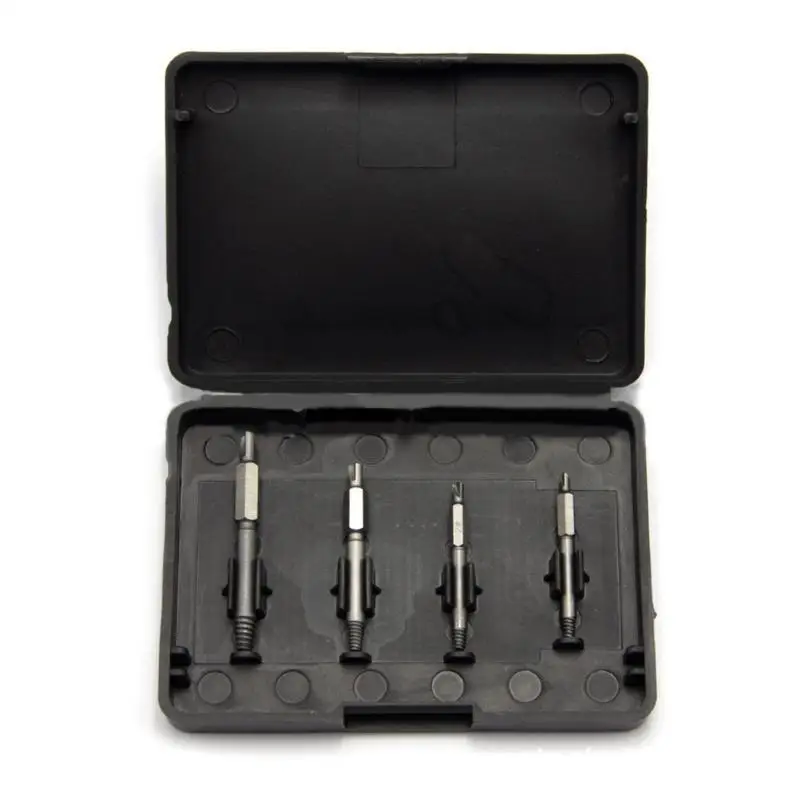 Y1UD 4 قطعة مقبض سداسي كسر مسمار لولبي الرأس أداة إزالة الصواميل الكهربائية عرافة المسمار أداة إزالة الصواميل مجموعة غطاء مفك