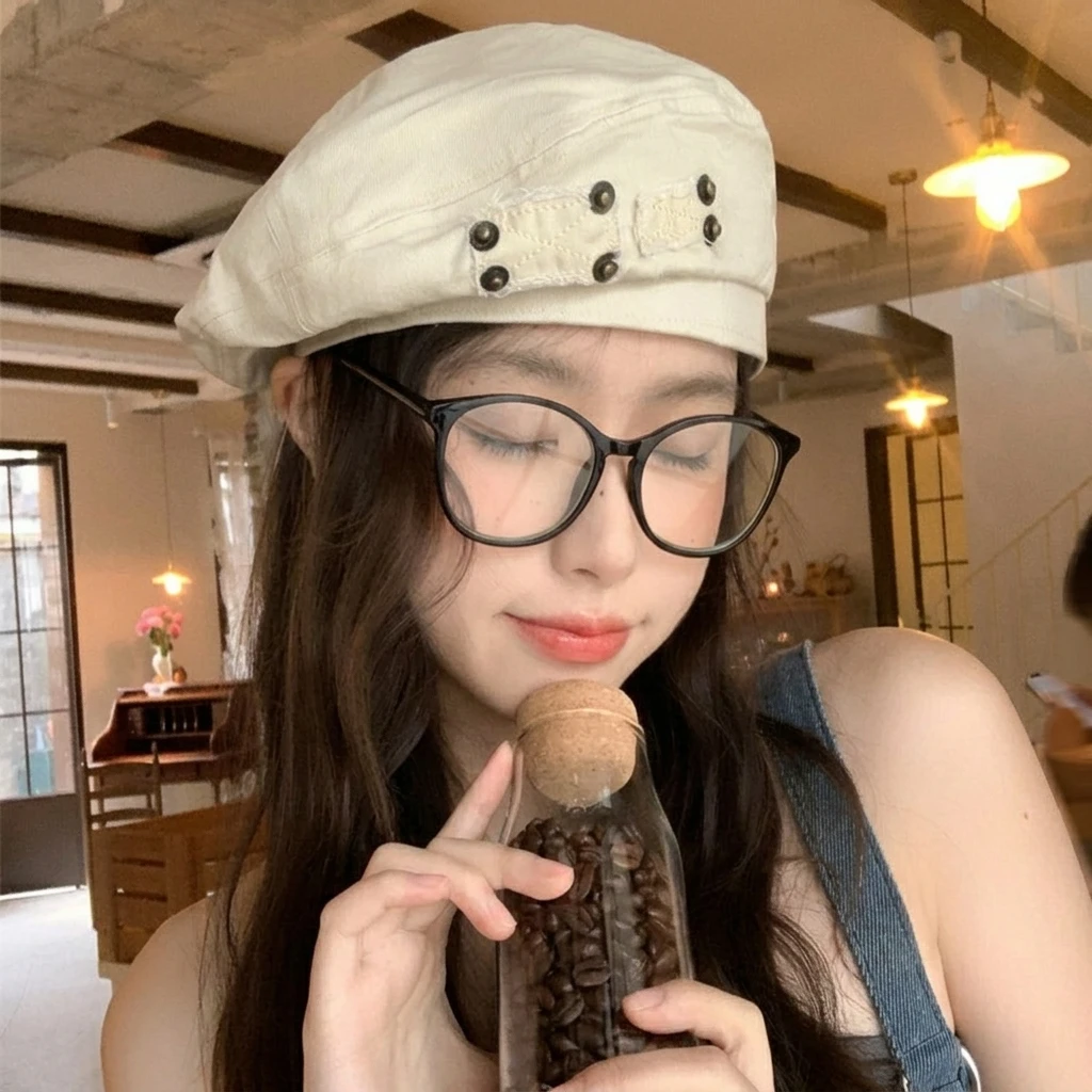 1pc Denim Beret Hat Washed Retro Style for Spring Summer Casual Wear Women's Classic Painter Cap Breathable Travel Accessory