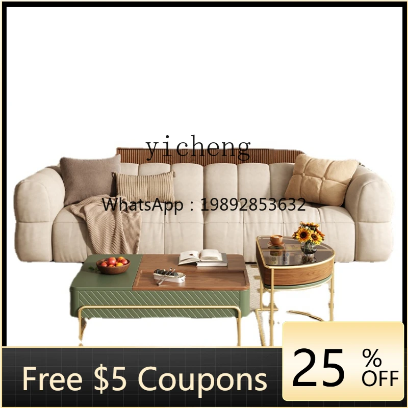 

ZZCx Cream Style Technology Fabric Sofa Tofu Block Cotton Candy Small Apartment Living Room Straight Row