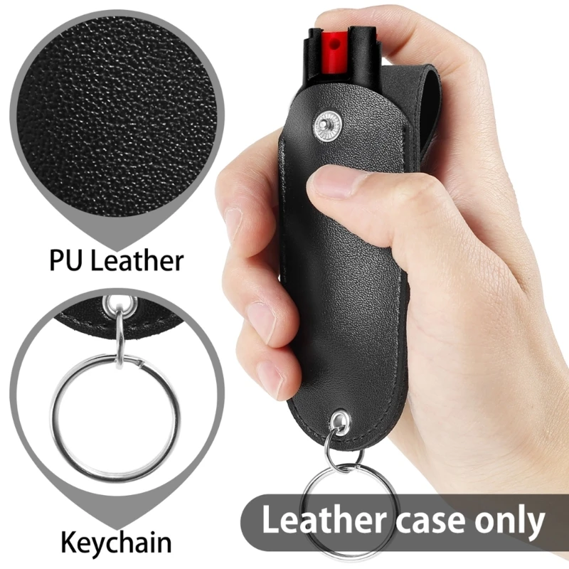 Leather Pepper Sprays Holder Keychain Mini Portable Sprays Storage Bag with Cover EDC Lady Self Defense Accessory Case Only