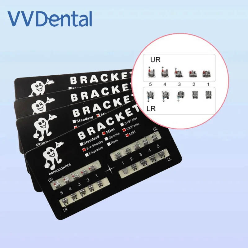 

Dental Orthodontic Mini Metal Brackets - 5 Packs (20pcs/pack), Roth/MBT 022 with 345 Hooks, Monoblock Braces for Teeth Alignment