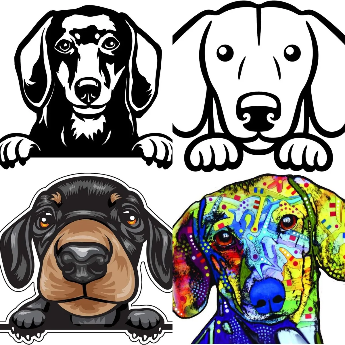 Funny Dachshund Dog Peeking Vinyl Decal Sticker Wide Dog Breed Car Bumper Laptop Silhouette Vinyl Car Decal Window Motorcycle