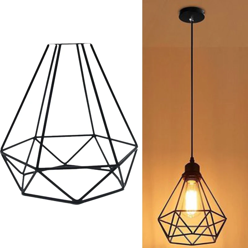 Lamp Shade Lampshade Cage Light Wire Metal Guard Cover Iron Hanging Table Ceiling Chandelier Industrial Shades Bulb Vintage