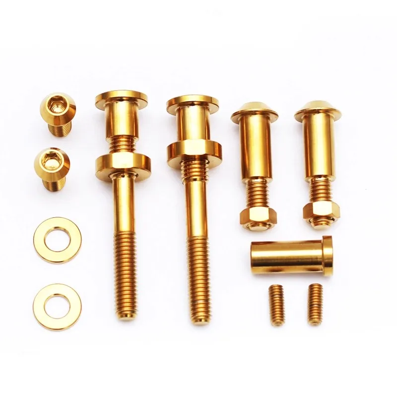 Titanium Alloy Full Set Bolts for Brompton Folding Bike, Caliper Clip, Brake Pad Bolts, Screw Nuts, 46g-Set, Brompton Part, 2018