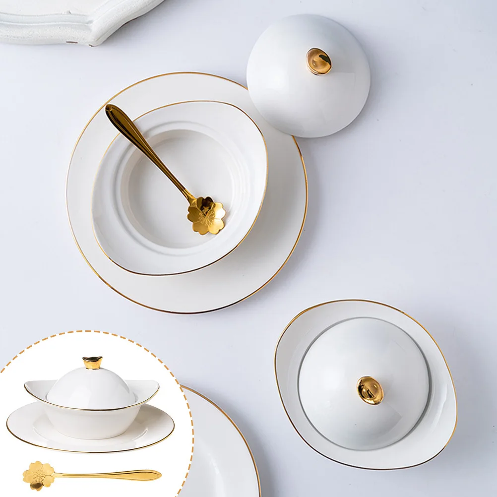 

1Set Ceramic Baking Bowl Set Non-Slip Bottom Long-Lasting Use Ideal for Mousse Cake Jelly Pudding Home Kitchen Gadget