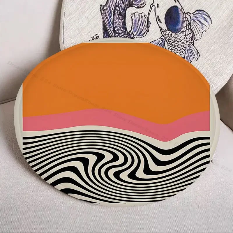 Mid Century Modern Abstract Color Blocks Line Art Seat Cushion Office Dining Stool Pad Sponge Sofa Mat Non-Slip Seat Mat