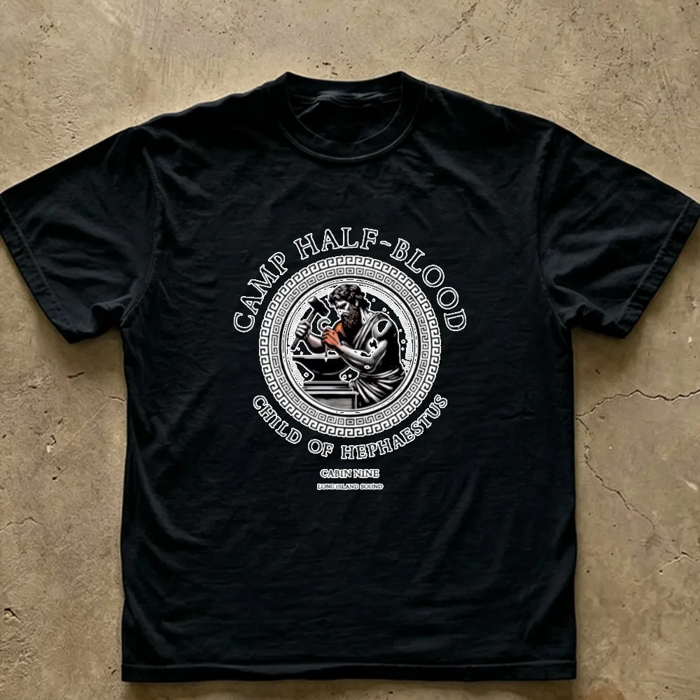 Camp Half‑Blood Child of Hephaestus Ancient Greek Seal Graphic T‑Shirt Cotton Tees Percy Jackson Mythology Blacksmith God Tops