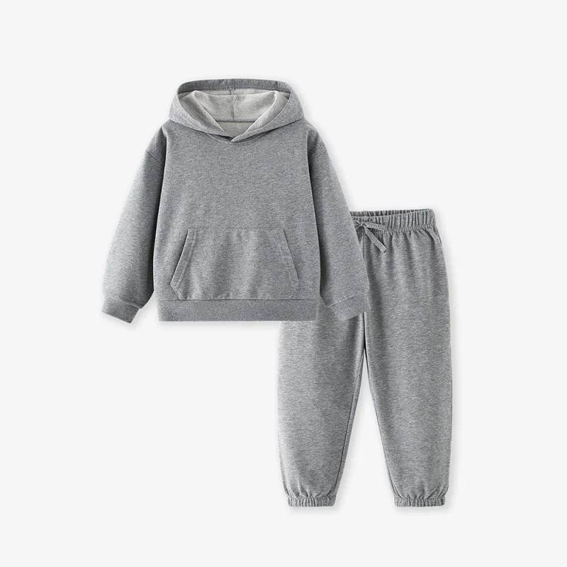 2025Kinder-Hoodie- und Jogginghose-Set für Herbst und Winter, einfarbiges Basic-Zweiteiler-Set, auf Lager für Direktlieferung