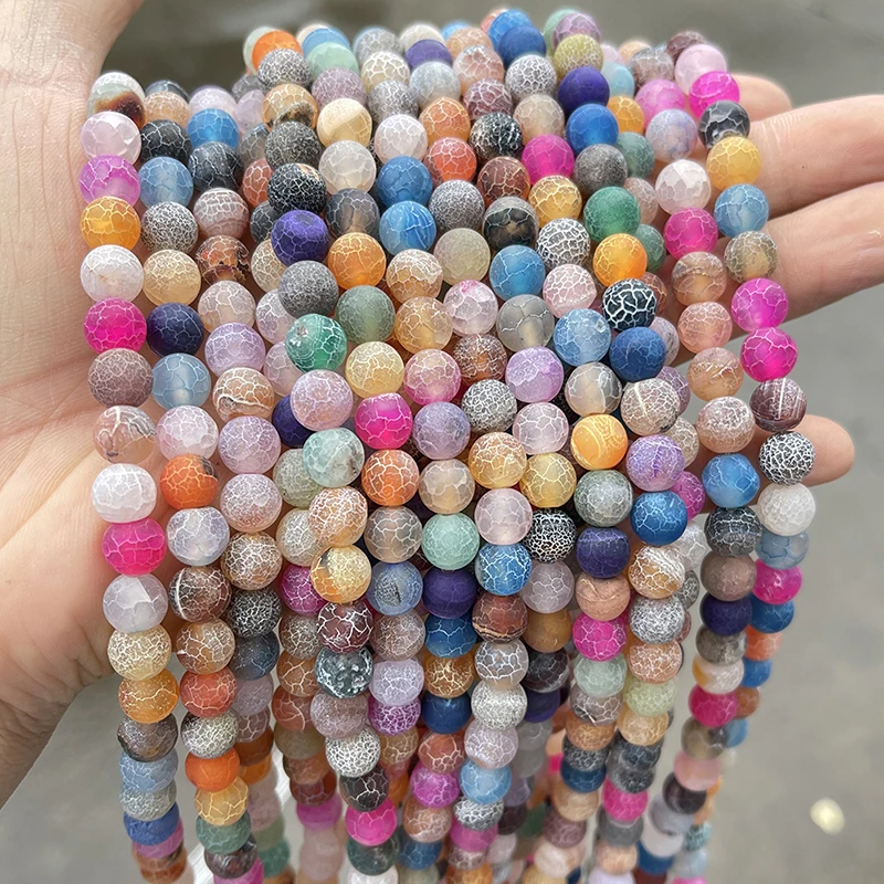 4 6 8 10mm Natural Mixed Color Weather Agates Stone Beads Round Loose Spacer Beads For Jewelry Making DIY Bracelet Necklace