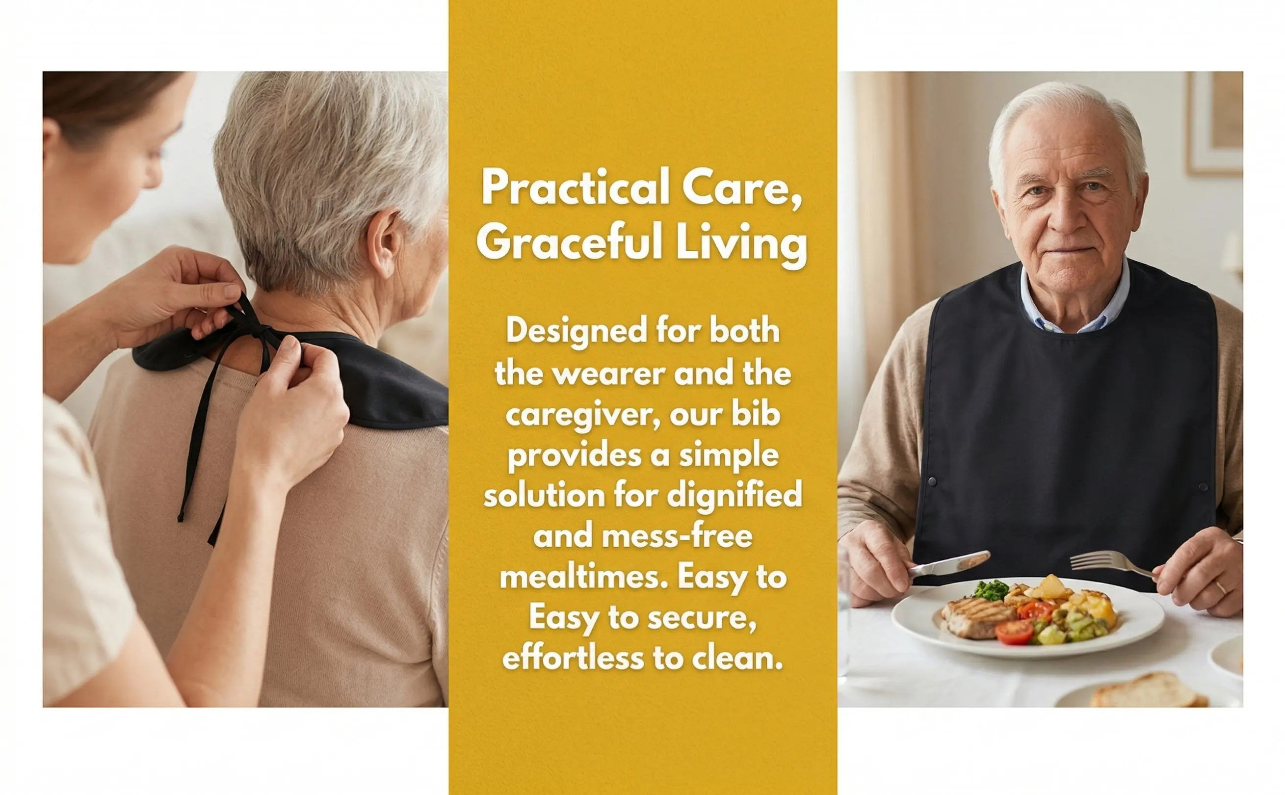 Waterproof Adult Bib Wear-Resistant Delicate Dinner Bib Reusable Elderly Clothing Protector for Eating Caregiver Nursing Home