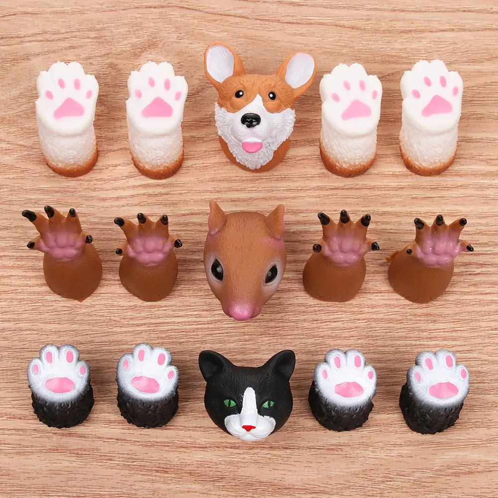 Poupées de doigt en vinyle d'animaux de dessin animé, accessoires de marionnettes à main, jouets d'animaux mignons, SLaura