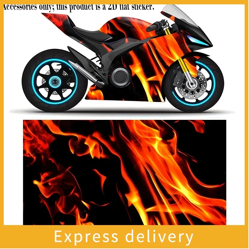

2Pc motorcycle stickers, 2D flat pattern stickers, flame pattern motorcycle stickers, suitable for most motorcycle body decorati