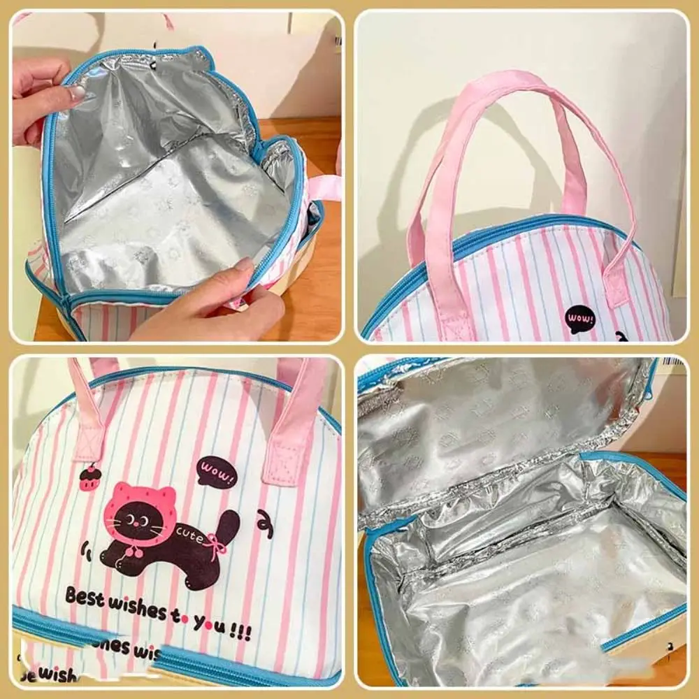 Сумка для обеда с мультяшным котом, большая вместительная изолированная сумка-тоут, сумка в корейском стиле, ручная сумка, модный дизайн, маленькая большая сумка