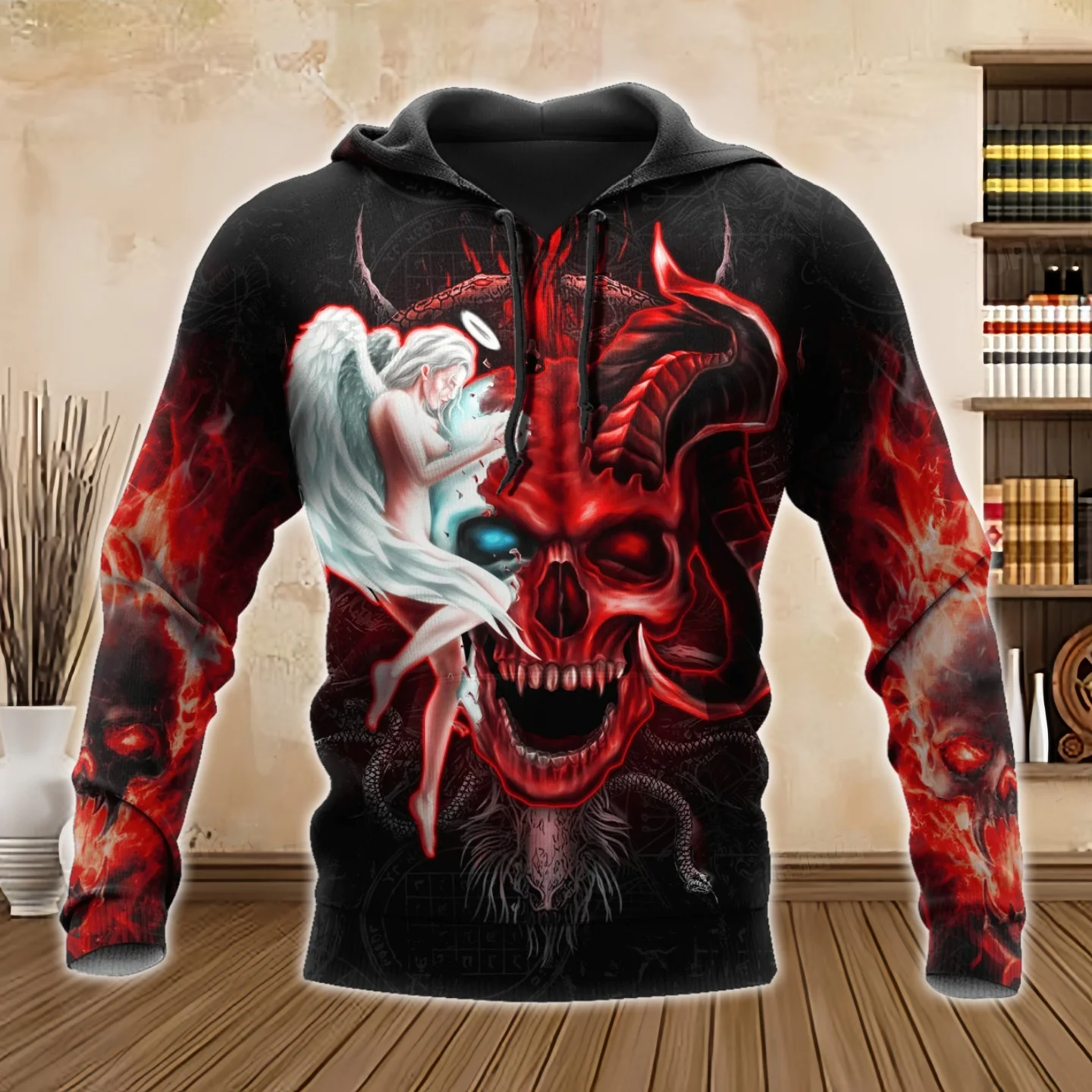Men\'s Hoodies Halloween Horror Skull Sweatshirt Man Casual Long Sleeve Oversized Hoodie Fall Hip Hop Streetwear Men Clothing
