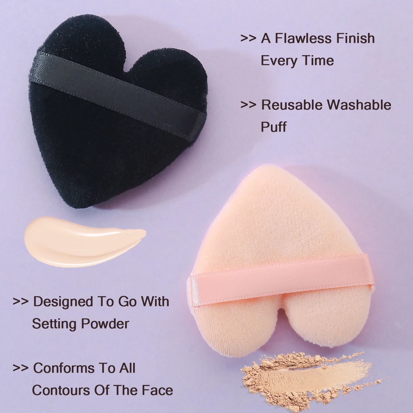 30/50PCS Heart Shape Velvet Powder Puff Makeup Sponges Blender Foundation Cosmetic Sponges Soft Make Up Tools For Woman Cushion