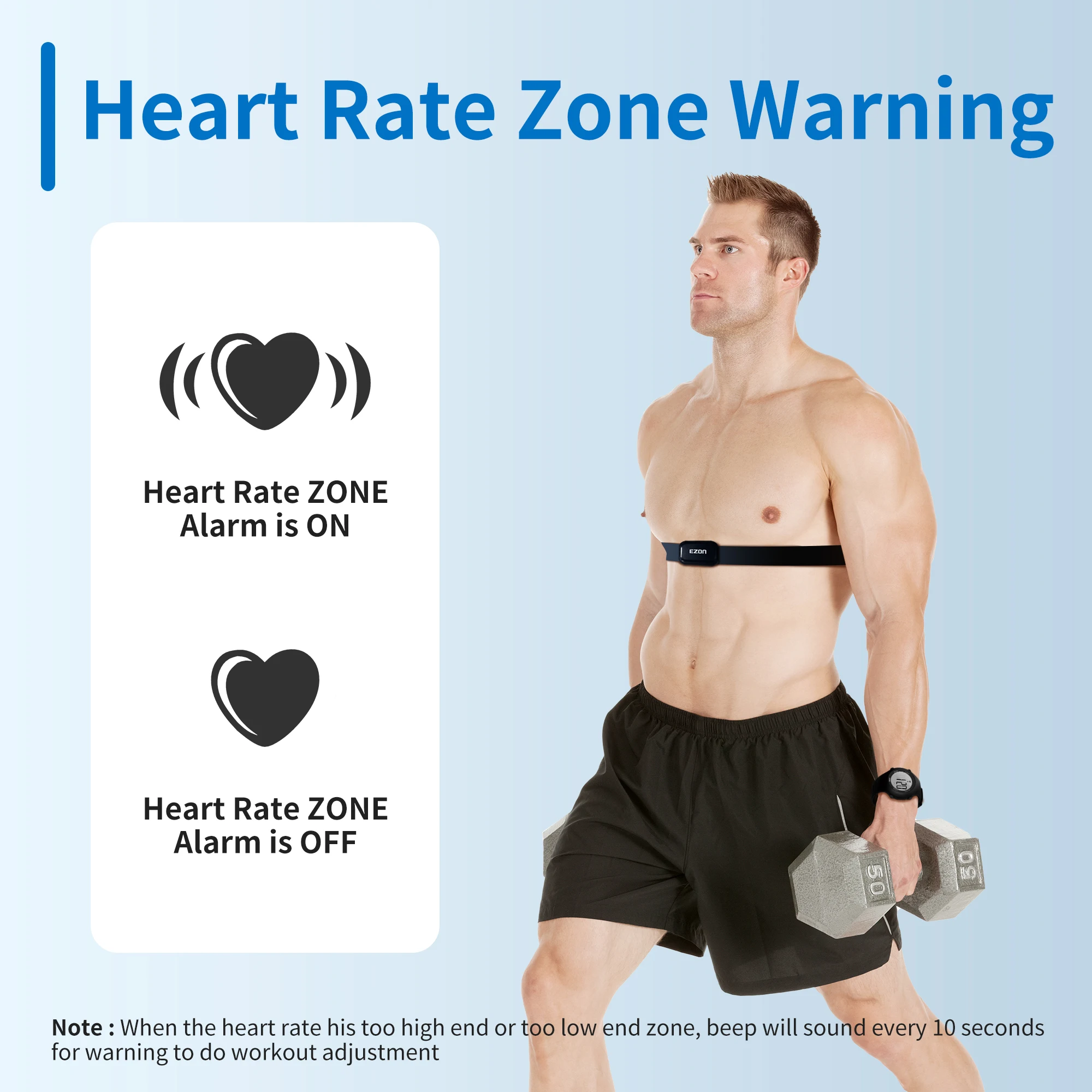EZON T037 Men/Women Digital Sports Watch Heart Rate Monitor Outdoor Running Watch with Chest Strap