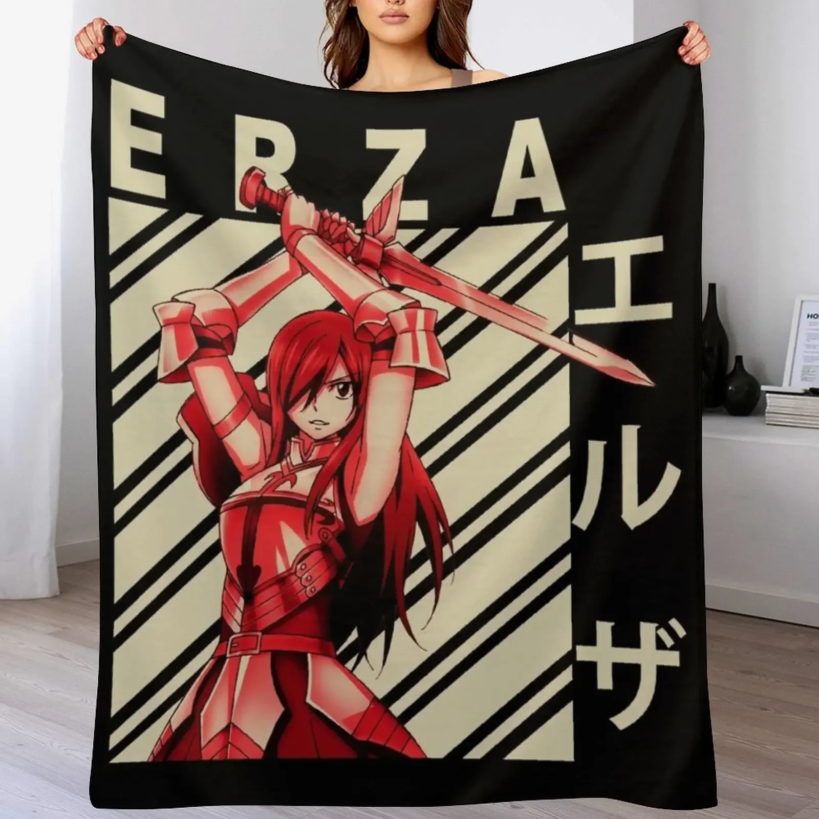 

Erza Scarlet - Vintage Art Throw Blanket Cute Decorative Sofa Decorative Beds Blankets